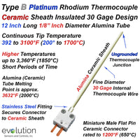 Type B Thermocouple with 12 Inch Long 1/8