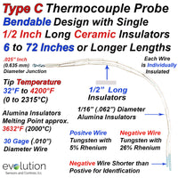 Type C Thermocouple Bendable Design with 1/2