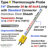 Type K Thermocouple Probe 1/4