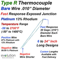 Type R Thermocouple Bare Wire Design .010