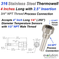 Stainless Steel Thermowell 2.5