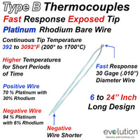Type B Thermocouples - Bare Wire Design - 30 Gage (.010