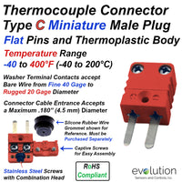 Type C Thermocouple Connector Miniature Male Design