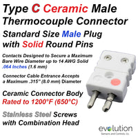 Type C Standard Size Ceramic Male Thermocouple Connector