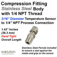 1/4 NPT Stainless Steel Compression Fitting for 3/16