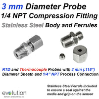 3 mm Diameter Compression Fitting with 1/4
