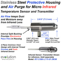 Micro Infrared Temperature Sensor Stainless Steel Air Purge Housing