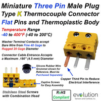 Type K Miniature Male Three Pin Connector