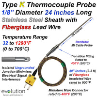 Type K Thermocouple Probe .125