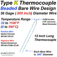 Type K Bare Wire Thermocouple with 36 Gage (.005
