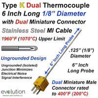Type K Dual Thermocouple 1/8