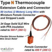 Type N Thermocouple Extension Cable with a Miniature Female Connector