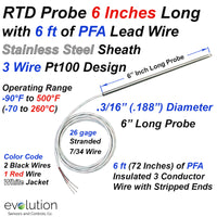RTD Probe 6 Inches Long 3/16