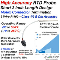 High Accuracy RTD Probe 2 Inches Long x 1/8