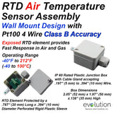 Air Temperature RTD Sensor Wall Mount Design - 4 Wire Class B Accuracy