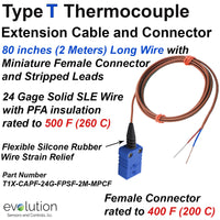 Type T Thermocouple Extension Cable and Connector