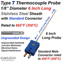 Type T Thermocouple Probe Ungrounded 1/8