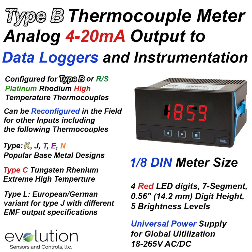 Type B Thermocouple Meter - Panel Display Design with Analog Output 