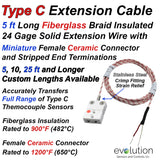 Type C Extension Cable with Miniature Ceramic Female Connector