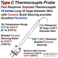 Type C Thermocouple with Flexible Ceramic Fiber Insulation