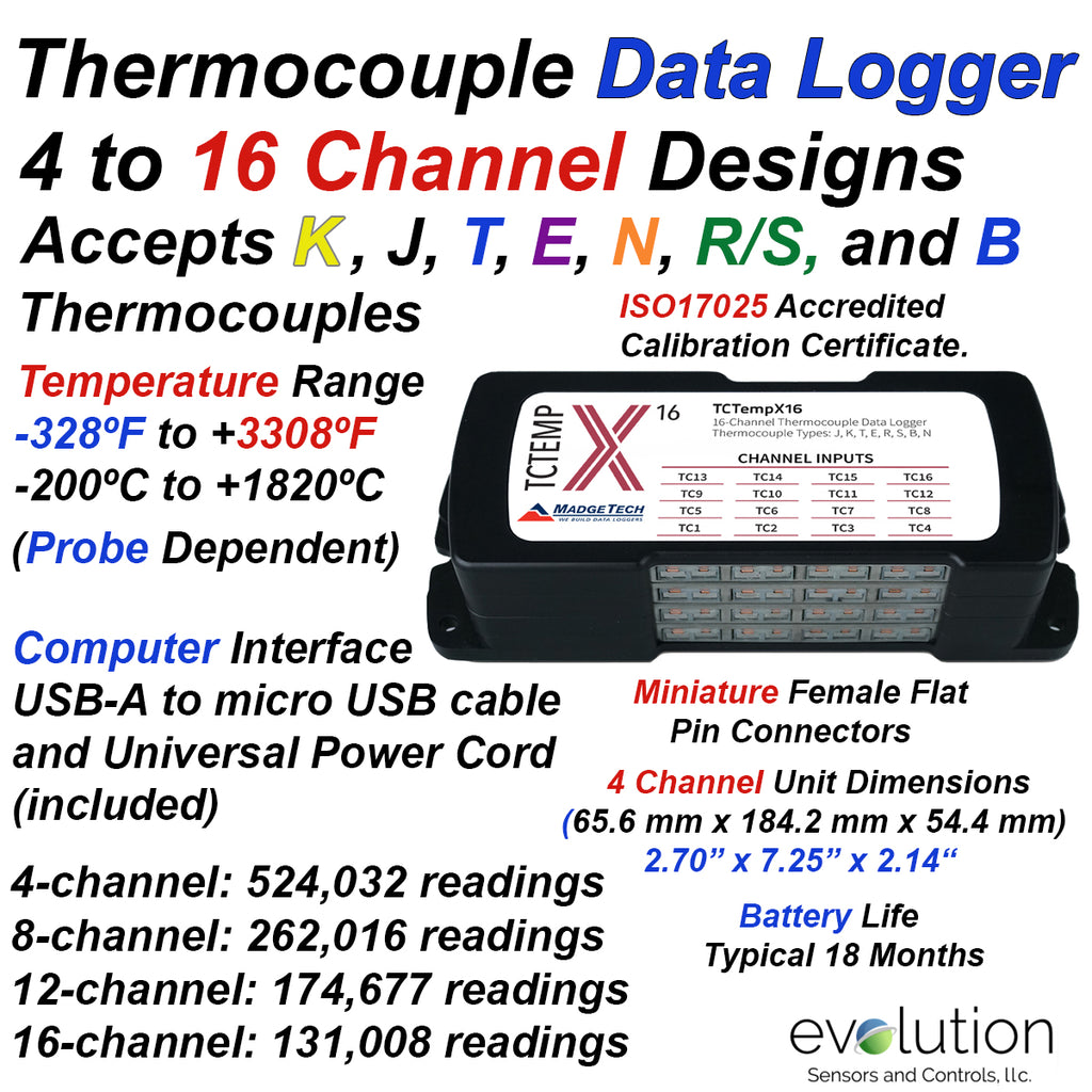 Thermocouple Data Logger 4 to 16 Channels 