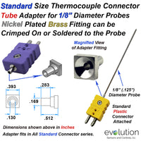 Standard Size Thermocouple Connector Tube Adapter for 1/8