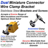 Miniature Dual Connector Wire Clamp Bracket for Wire or Cable