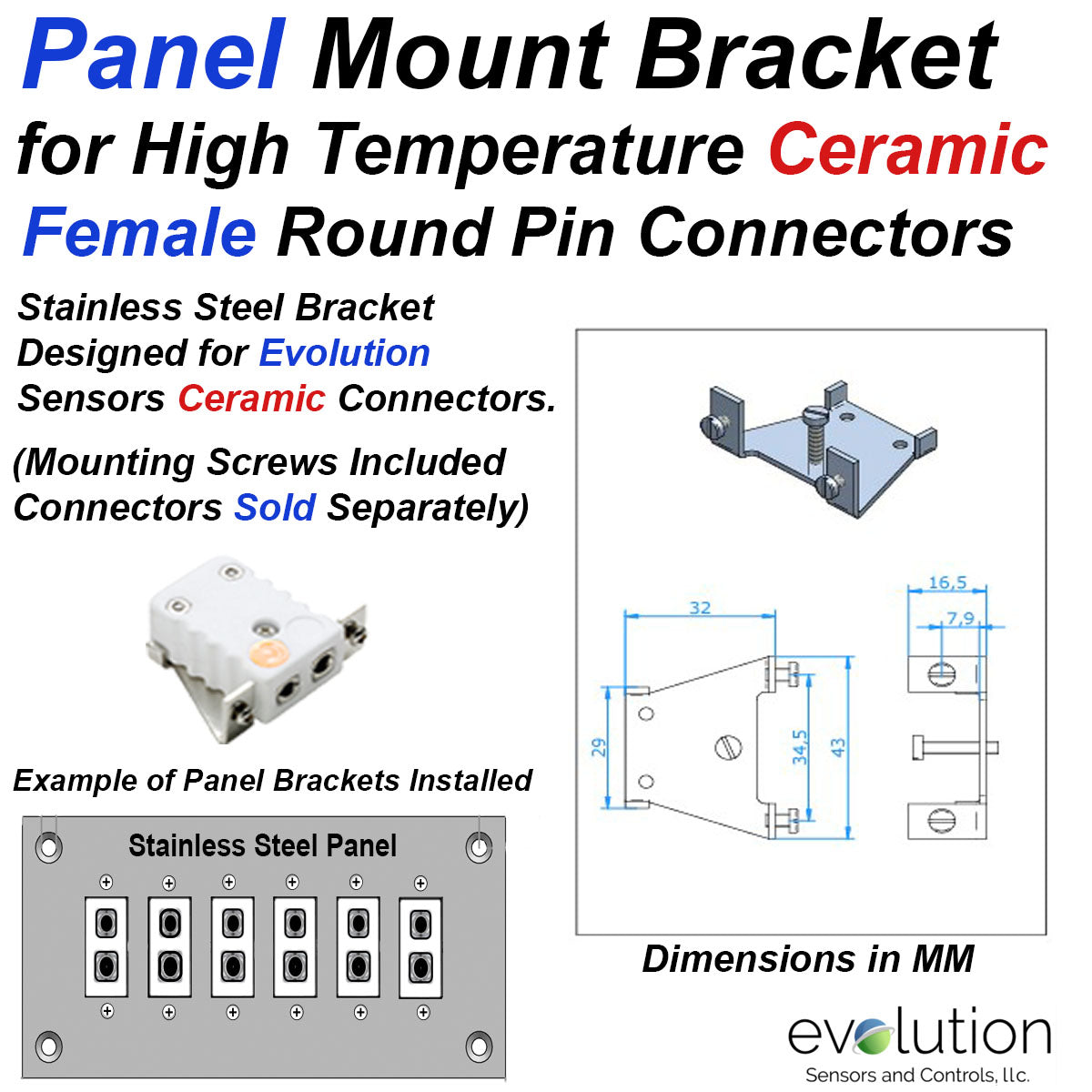 Panel Mount Sensor Panel Mount Bracket for Standard Size Ceramic Connectors | Evolution ...