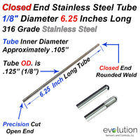 Closed End Stainless Steel Tube 1/8