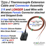 Type J Thermocouple Extension Cable with Miniature Female Connector