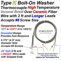 Type K Washer Thermocouple Ceramic Fiber Insulated with Inconel Braid