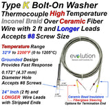 Type K Washer Thermocouple Ceramic Fiber Insulated with Inconel Braid