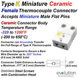 Type K Miniature Female Ceramic Thermocouple Connector