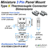 Type K Miniature 3 Pin Female Panel Mount Connector