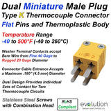 Type K Miniature Dual Thermocouple Connectors