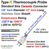 Type K Thermocouple Probe with High Temperature Ceramic Connector 