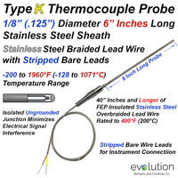 Type K Thermocouple Probe – 6-Inch Long 1/8