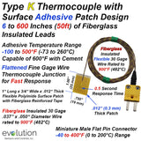 Type K Surface Thermocouple with Fiberglass Leads and Mini Connector