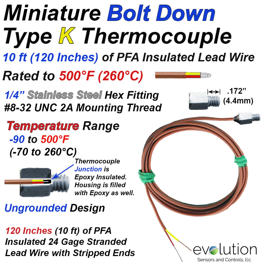 Type K Thermocouple with Miniature Surface Mount Threaded Fitting