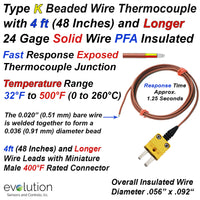 Type K Flexible Thermocouple with 24 Gage Wire and Miniature Connector