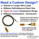 Surface Thermocouple Type K Fast Response with Surface Mount Adhesive Patch and 40 inches of 30 Gage Fiberglass Insulated Wire with Stripped Leads Custom