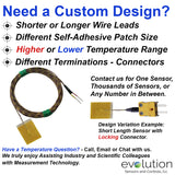 Surface Thermocouple Type K Fast Response with Surface Mount Adhesive Patch and 120 inches of 30 Gage Fiberglass Insulated Wire with Miniature Connector Custom