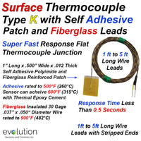 Type K Fast Response Surface Thermocouple Wire with Fiberglass Leads and Stripped Ends Termination
