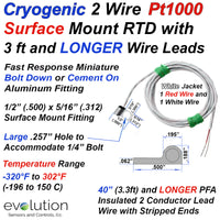 Cryogenic 2 Wire Pt1000 Surface Mount RTD for 1/4