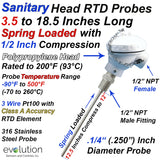 RTD Probe with 1/2 NPT Fitting and Sanitary Plastic Connection Head