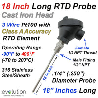 RTD Probe with Cast Iron Connection Head 18