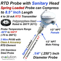 RTD Probe with Polyproylene Connection Head and 4-20 mA Transmitter