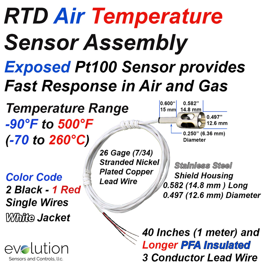 RTD Air Temperature Sensor with PFA Insulated Lead s
