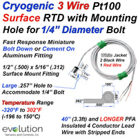 Cryogenic 3 Wire Pt100 Surface Mount RTD for 1/4