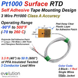 Pt1000 RTD Surface Temperature Sensor Self Adhesive Patch 3.3 ft to 50ft Leads